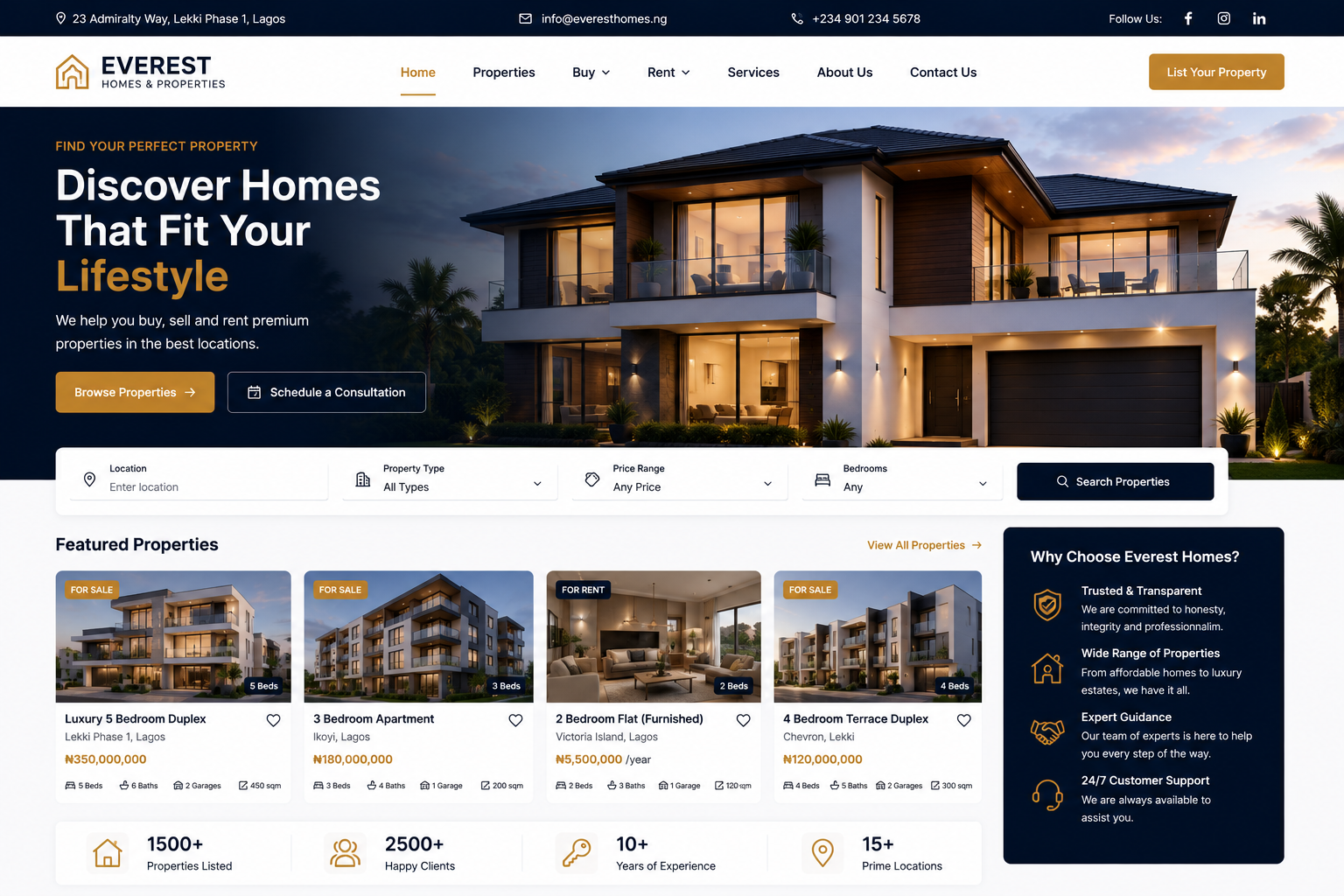 Real estate website sample